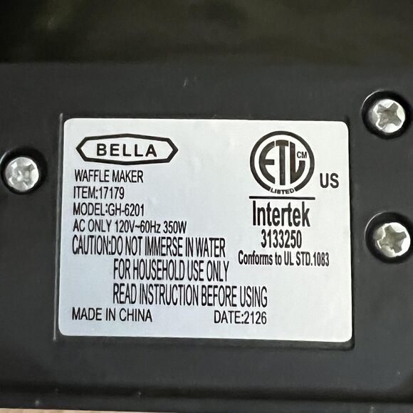 Bella Mini Waffle Maker Model GH-6201 Red Nonstick 4 Inch 350W Appliance - Picture 4 of 11